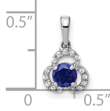 Created Sapphire and Diamond Charm Pendant in Real 10k White Gold