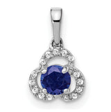 Created Sapphire and Diamond Charm Pendant in Real 10k White Gold