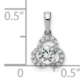 10k White Gold Trinity Knot Pendant with White Topaz and Diamond Accent, Celtic Triquetra Charm