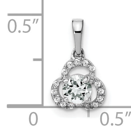 10k White Gold Trinity Knot Pendant with White Topaz and Diamond Accent, Celtic Triquetra Charm