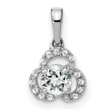 10k White Gold Trinity Knot Pendant with White Topaz and Diamond Accent, Celtic Triquetra Charm