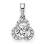 10k White Gold Trinity Knot Pendant with White Topaz and Diamond Accent, Celtic Triquetra Charm