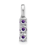 14k White Gold Pendant with Three Round Amethyst Stones and Diamond Bail