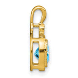 14k Yellow Gold Pendant with Blue Topaz and Diamond Accent, Vintage-Inspired Charm