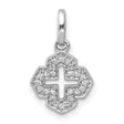 1/10ct Diamond Fancy Cross Charm Pendant in Real 14k White Gold