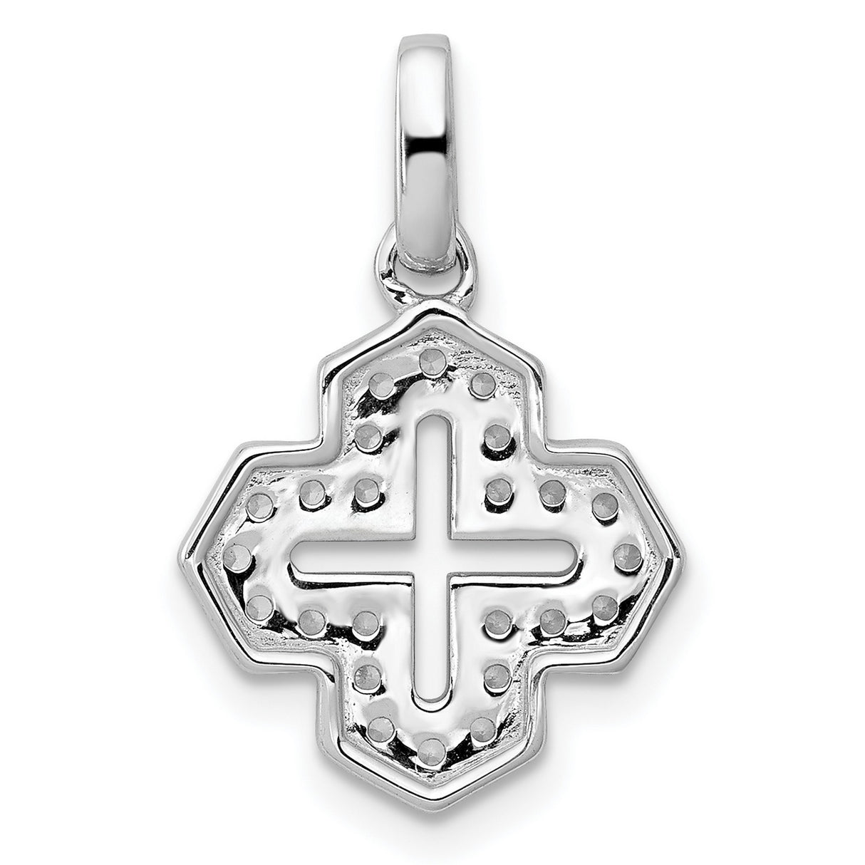 1/4ct Diamond Fancy Cross Charm Pendant in Real 14k White Gold