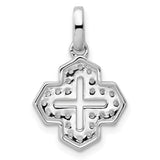 1/4ct Diamond Fancy Cross Charm Pendant in Real 14k White Gold