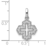 1/4ct Diamond Fancy Cross Charm Pendant in Real 14k White Gold