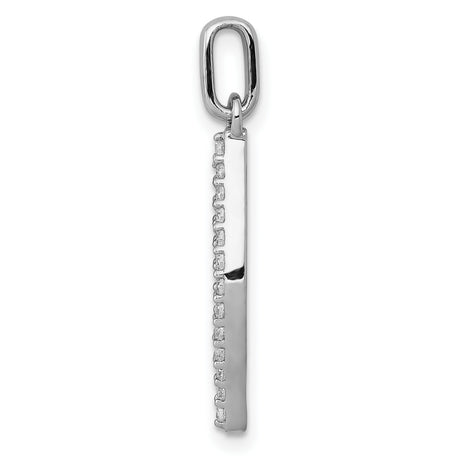 10k White Gold Marquise Pendant with Open Design and Diamond Accents, Minimalist Style