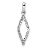10k White Gold Marquise Pendant with Open Design and Diamond Accents, Minimalist Style