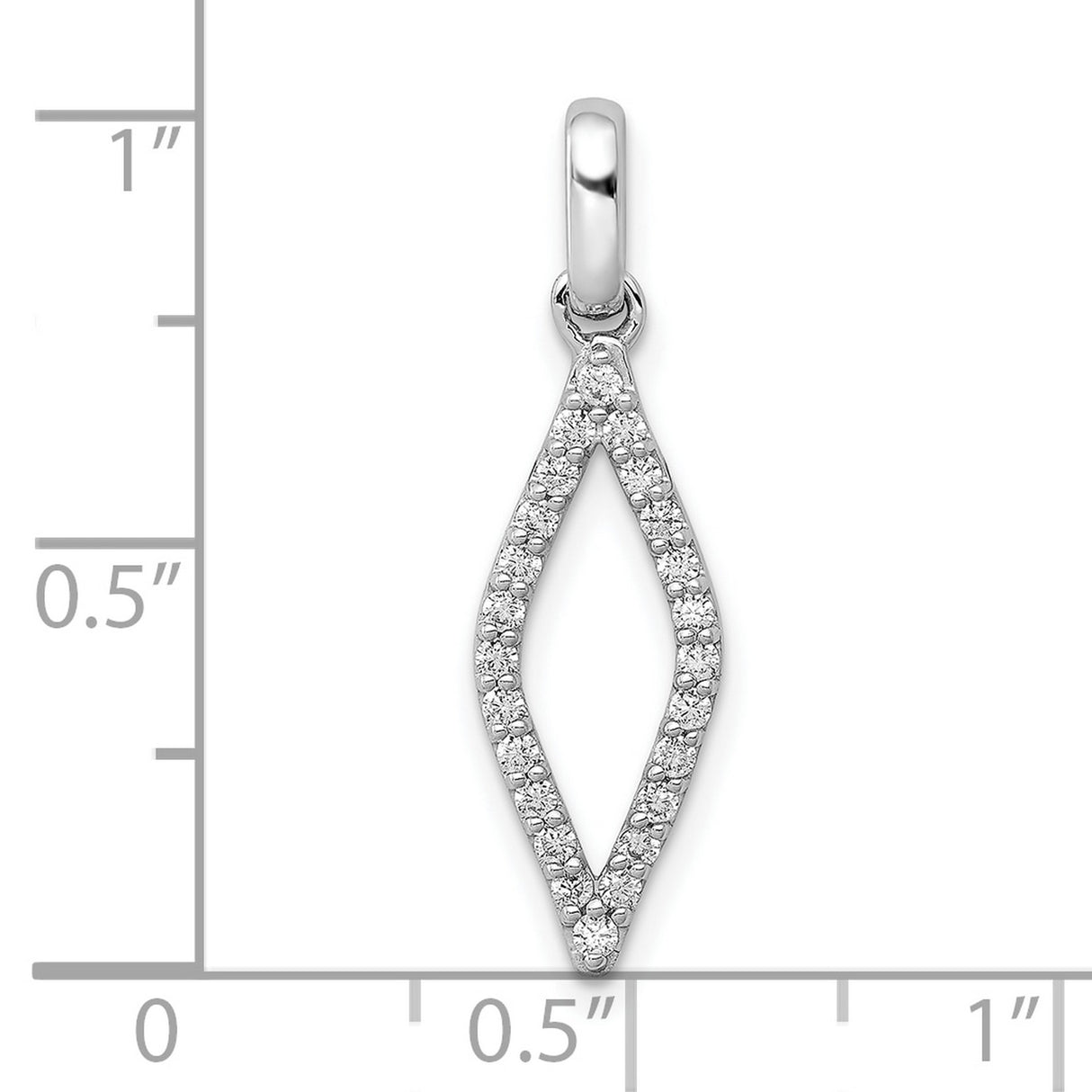 10k White Gold Marquise Pendant with Open Design and Diamond Accents, Minimalist Style