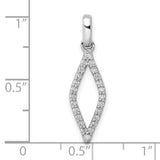 10k White Gold Marquise Pendant with Open Design and Diamond Accents, Minimalist Style