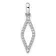 10k White Gold Marquise Pendant with Open Design and Diamond Accents, Minimalist Style
