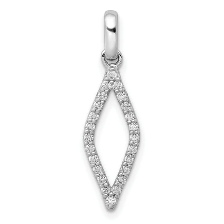 10k White Gold Marquise Pendant with Open Design and Diamond Accents, Minimalist Style