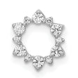 14k White Gold Circular Pendant with Diamond Accents and Modern Wreath Design