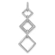 14k White Gold Diamond Pendant with Linked Open Squares, Modern Geometric Design
