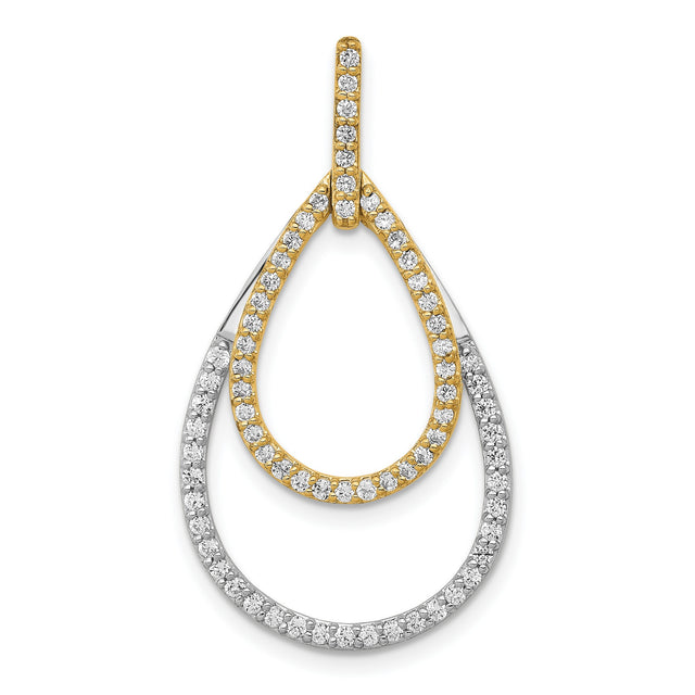 1/2ct Diamond Double Teardrop Charm Pendant in Real 14k Multi-Tone Gold