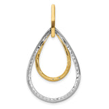 14k Two-Tone Gold Teardrop Pendant with Diamond Accents and Open Double Drop Design