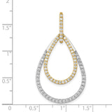 14k Two-Tone Gold Teardrop Pendant with Diamond Accents and Open Double Drop Design