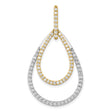 14k Two-Tone Gold Teardrop Pendant with Diamond Accents and Open Double Drop Design