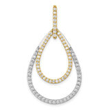 14k Two-Tone Gold Teardrop Pendant with Diamond Accents and Open Double Drop Design
