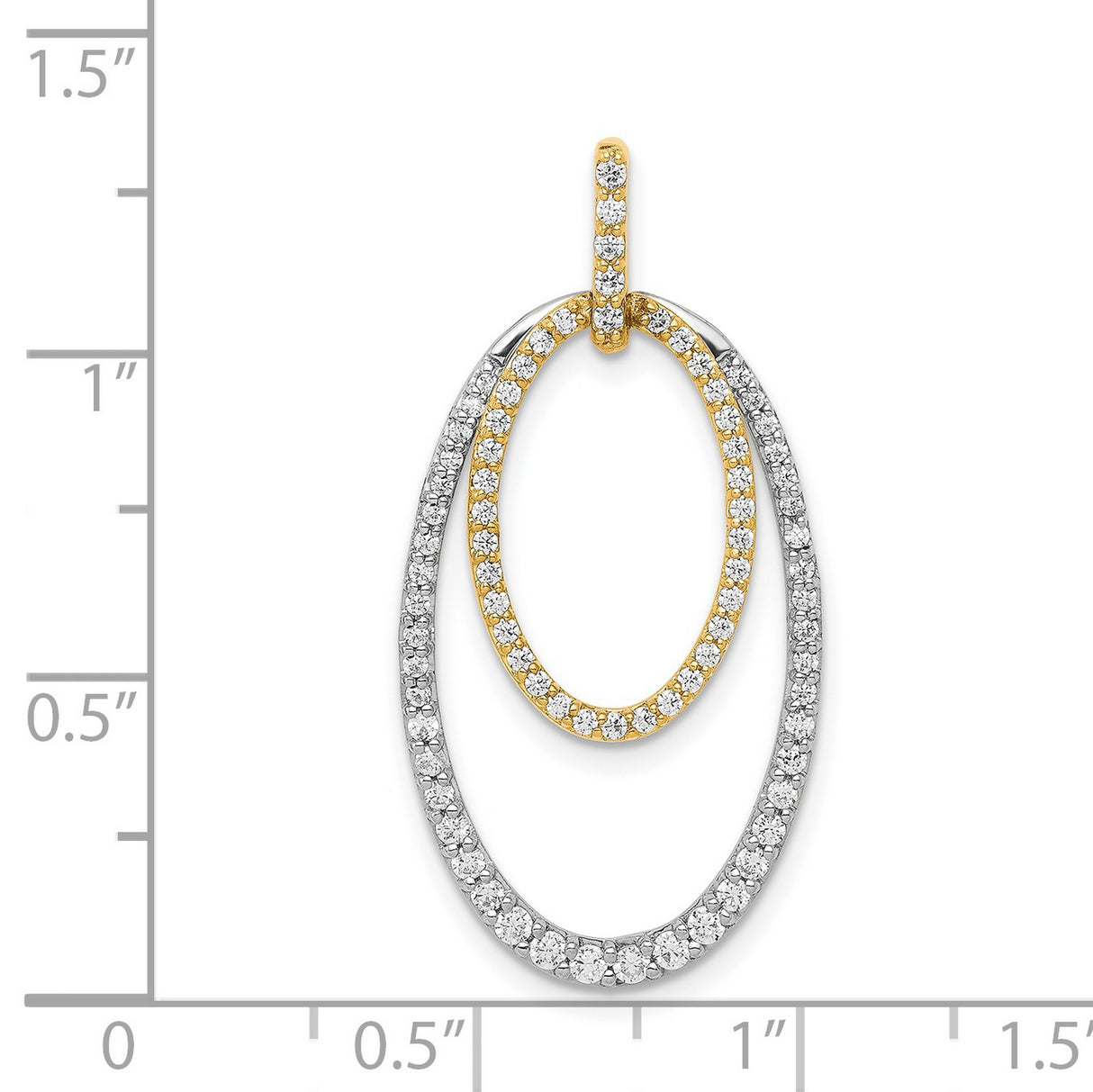 1/2ct Diamond Double Oval Charm Pendant in Real 14k Multi-Tone Gold