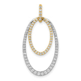 1/2ct Diamond Double Oval Charm Pendant in Real 14k Multi-Tone Gold