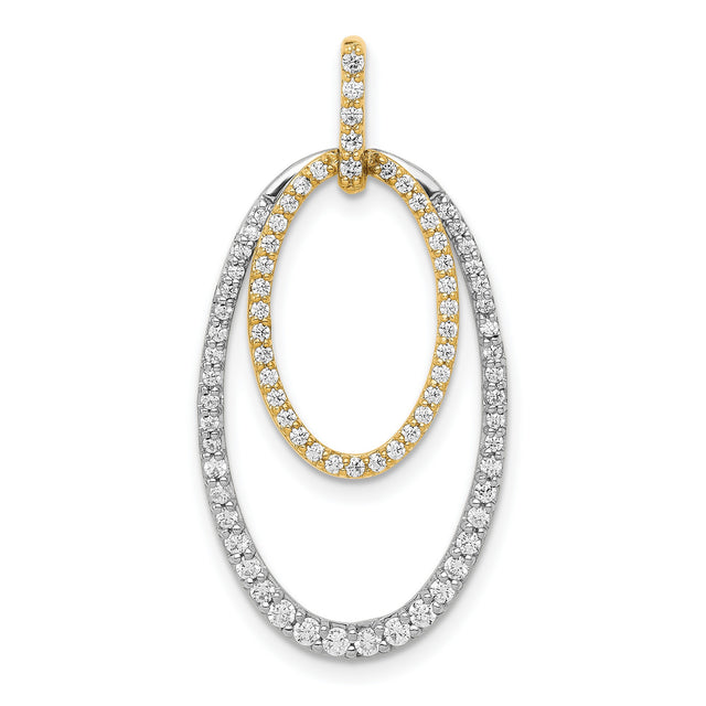 1/2ct Diamond Double Oval Charm Pendant in Real 14k Multi-Tone Gold