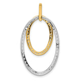14k Two-Tone Gold Pendant with Interlocking Oval Shapes and Cubic Zirconia