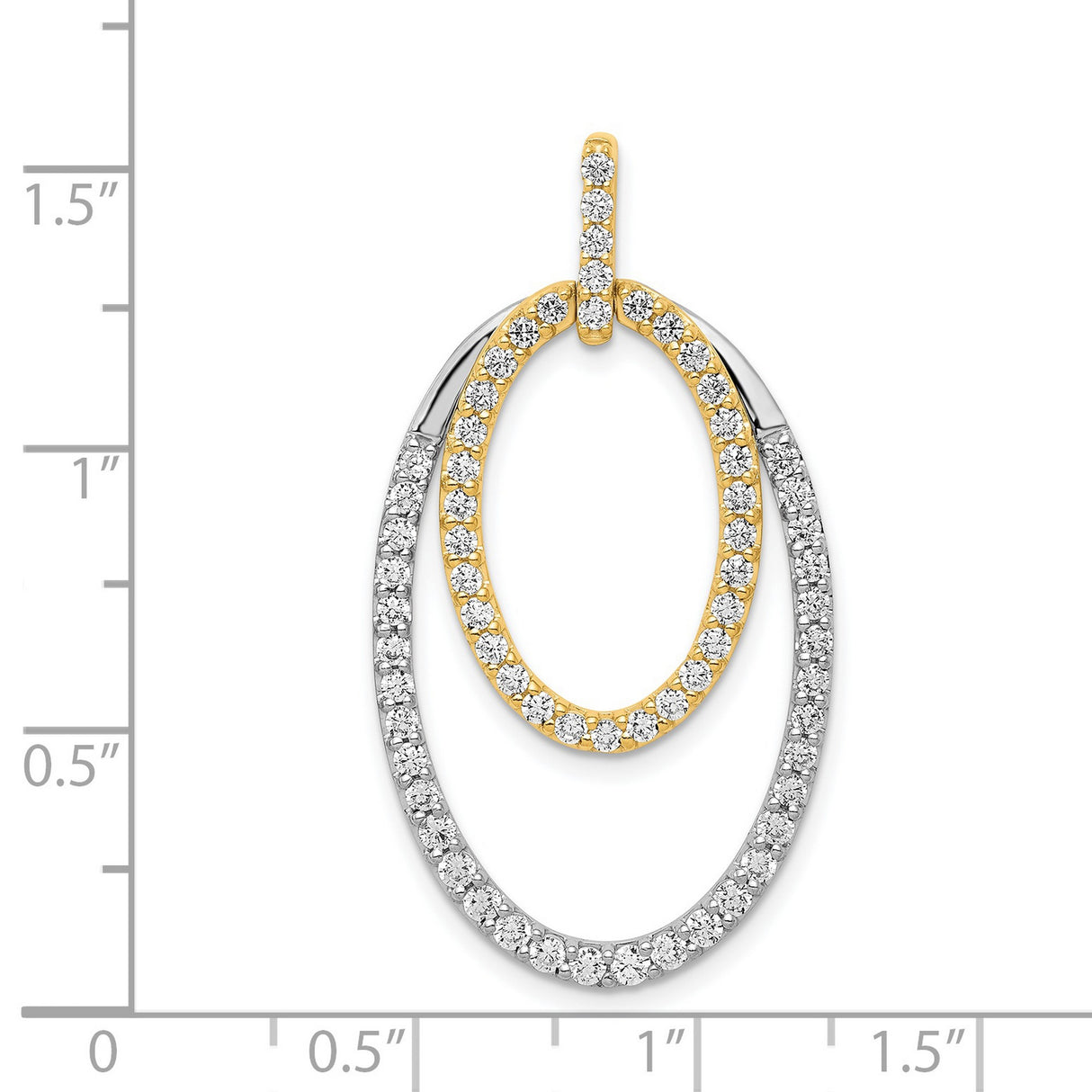 14k Two-Tone Gold Pendant with Interlocking Oval Shapes and Cubic Zirconia