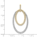 14k Two-Tone Gold Pendant with Interlocking Oval Shapes and Cubic Zirconia