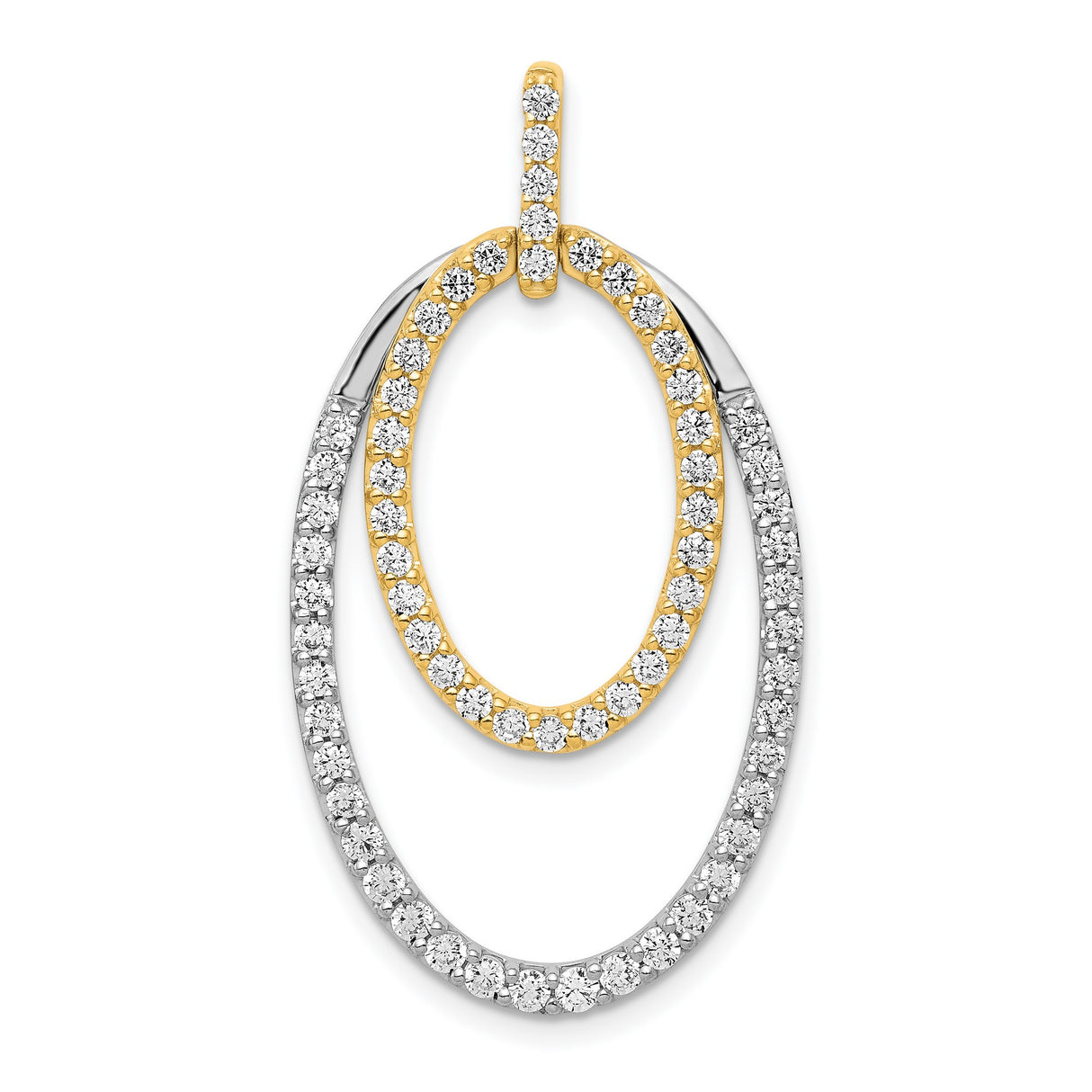 14k Two-Tone Gold Pendant with Interlocking Oval Shapes and Cubic Zirconia