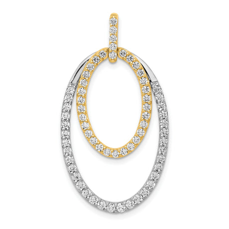 14k Two-Tone Gold Pendant with Interlocking Oval Shapes and Cubic Zirconia