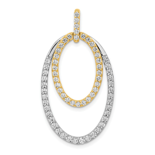 14k Two-Tone Gold Pendant with Interlocking Oval Shapes and Cubic Zirconia