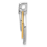 10k Two-Tone Gold Oval Pendant with Cubic Zirconia, Intertwined Layered Loop Design