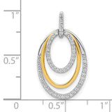 10k Two-Tone Gold Oval Pendant with Cubic Zirconia, Intertwined Layered Loop Design