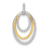 10k Two-Tone Gold Oval Pendant with Cubic Zirconia, Intertwined Layered Loop Design