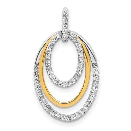 1 4ct Diamond Fancy Triple Oval Charm Pendant in Real 10k Multi-Tone Gold