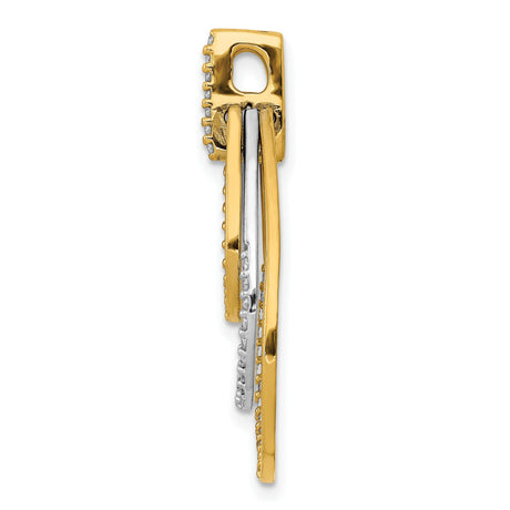 14k Two-Tone Gold Teardrop Pendant with Interlocking Loops and Diamond Accents for Women