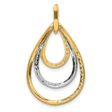 14k Two-Tone Gold Teardrop Pendant with Interlocking Loops and Cubic Zirconia Accents