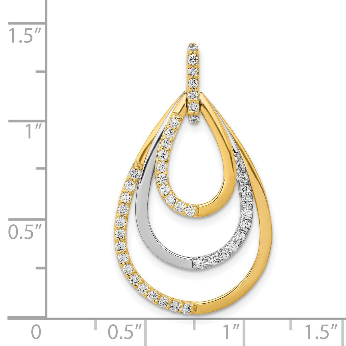 14k Two-Tone Gold Teardrop Pendant with Interlocking Loops and Cubic Zirconia Accents