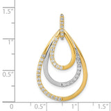 14k Two-Tone Gold Teardrop Pendant with Interlocking Loops and Cubic Zirconia Accents