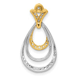 1/4ct Diamond Triple Teardrop Charm Pendant in Real 14k Multi-Tone Gold