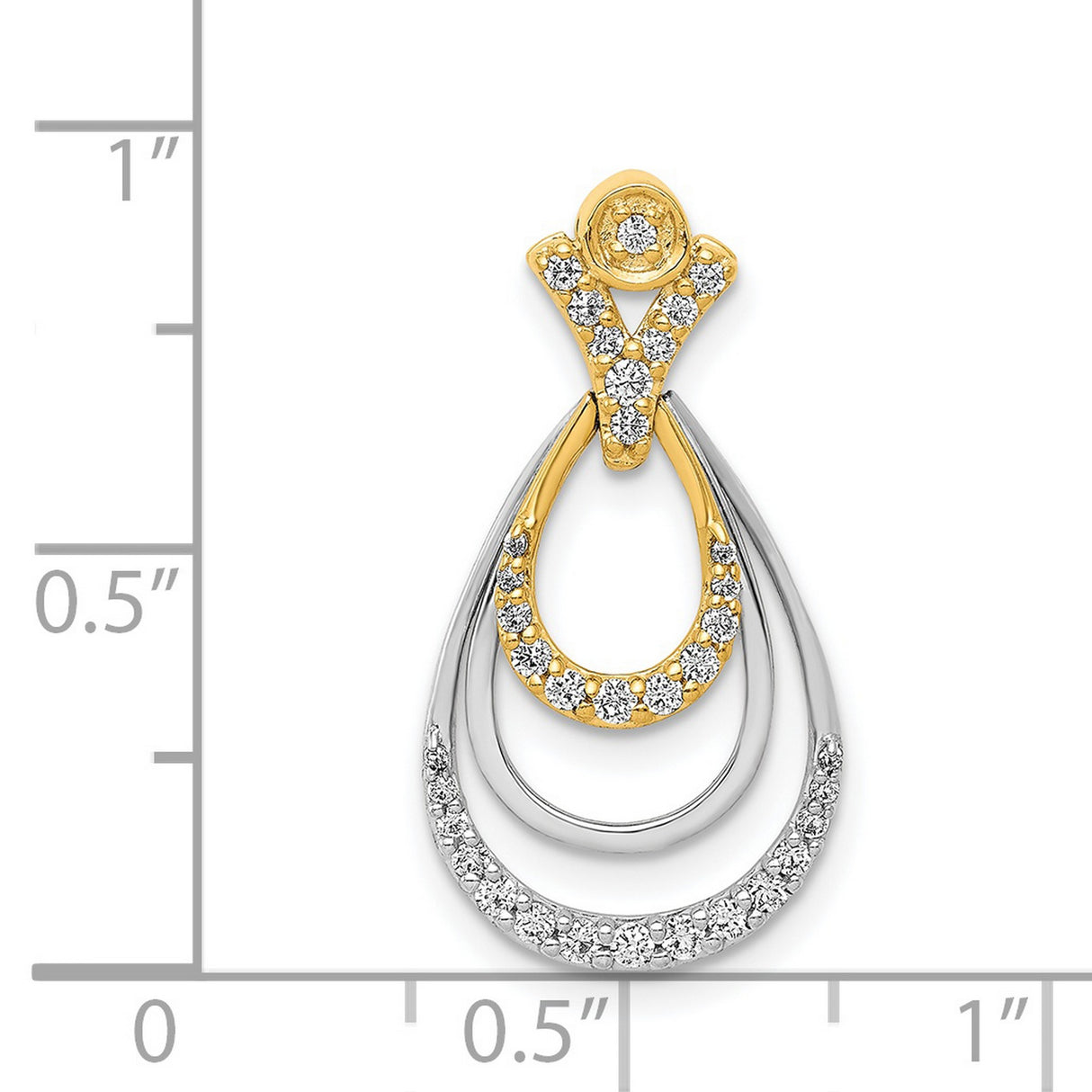 1/4ct Diamond Triple Teardrop Charm Pendant in Real 14k Multi-Tone Gold