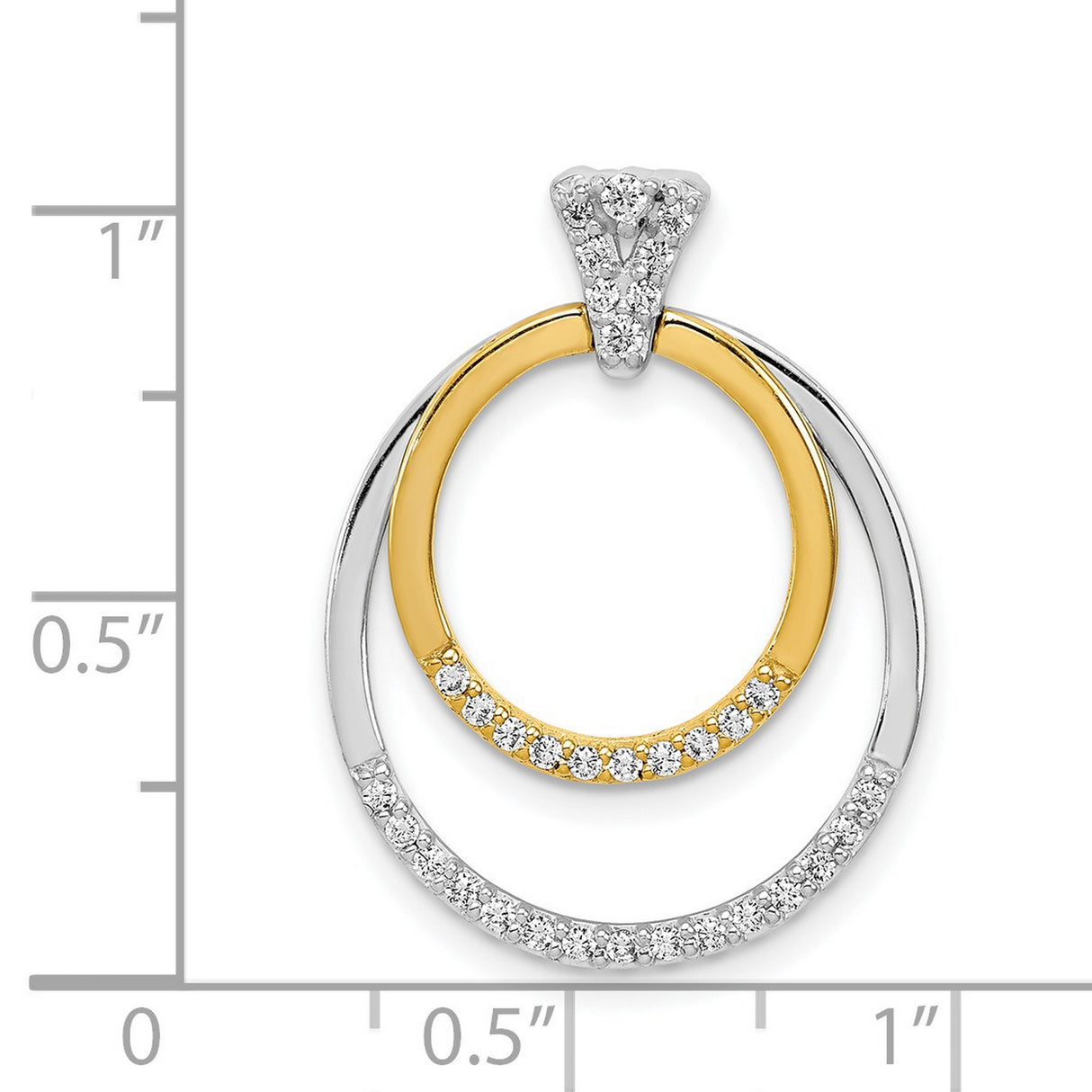 1/4ct Diamond Fancy Double Circle Charm Pendant in Real 14k Multi-Tone Gold