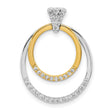 1/4ct Diamond Fancy Double Circle Charm Pendant in Real 14k Multi-Tone Gold