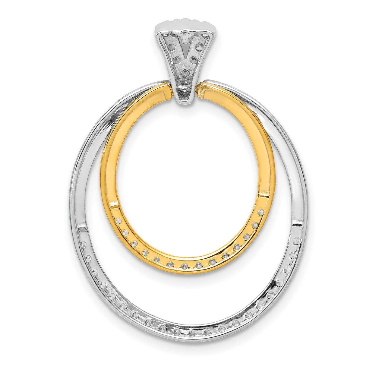 1/2ct Diamond Fancy Double Circle Charm Pendant in Real 14k Multi-Tone Gold