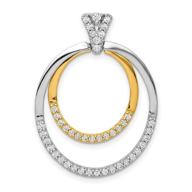 1/2ct Diamond Fancy Double Circle Charm Pendant in Real 14k Multi-Tone Gold