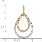 14k Two-Tone Gold Teardrop Pendant with Intertwined Loops and Diamonds