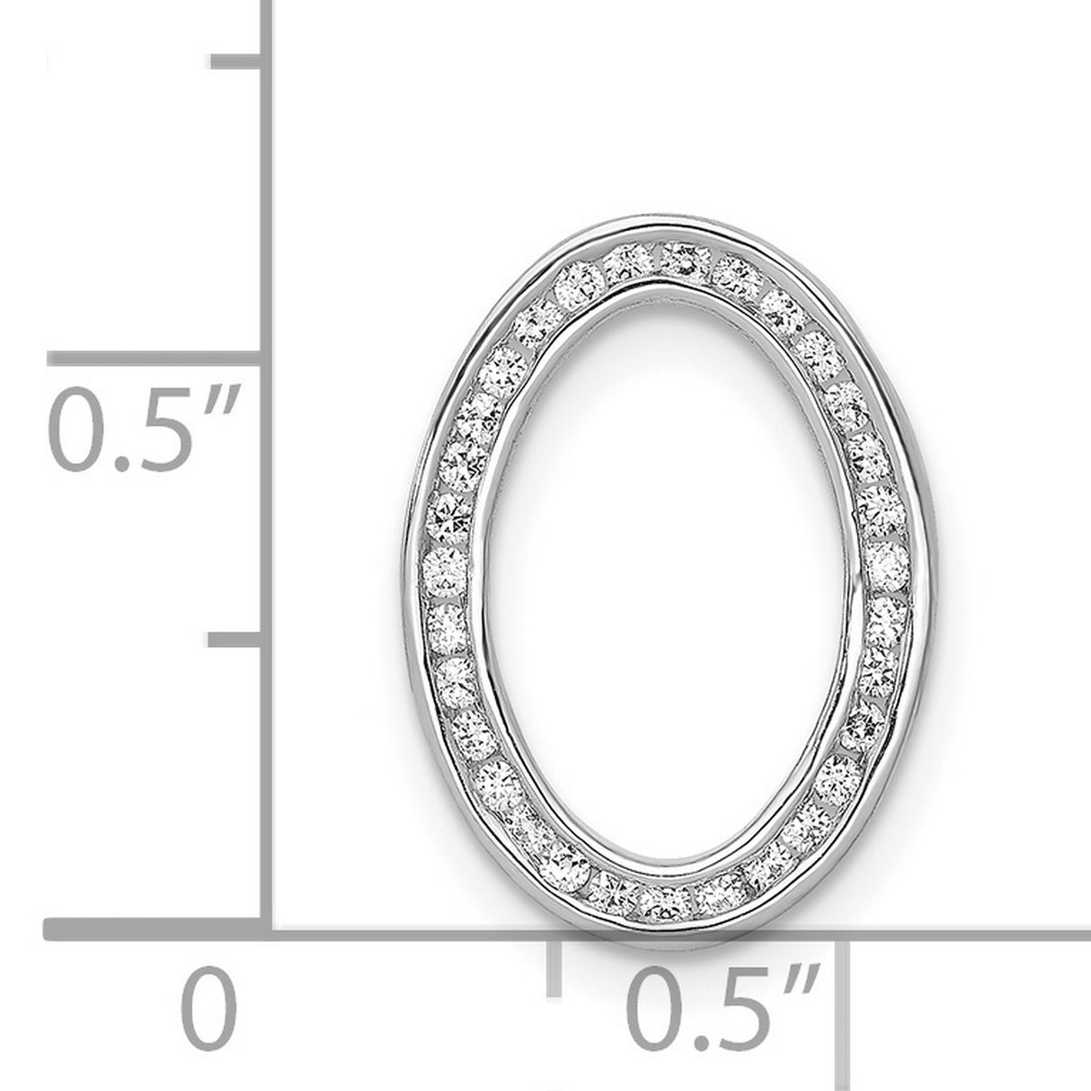 1/4ct Diamond Channel Set Oval Chain Slide Charm Pendant in Real 14k White Gold